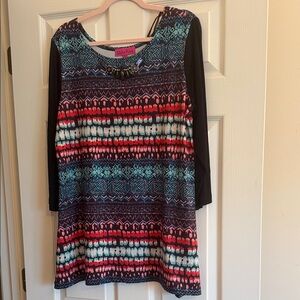 Max & Rina. Multicolor Women's Tunic Top with jeweled trim